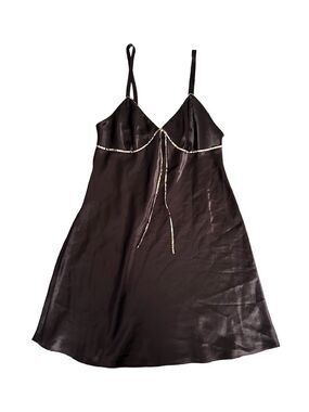 vintage adonna silky satin brown slip mini camisole dress women’s size medium